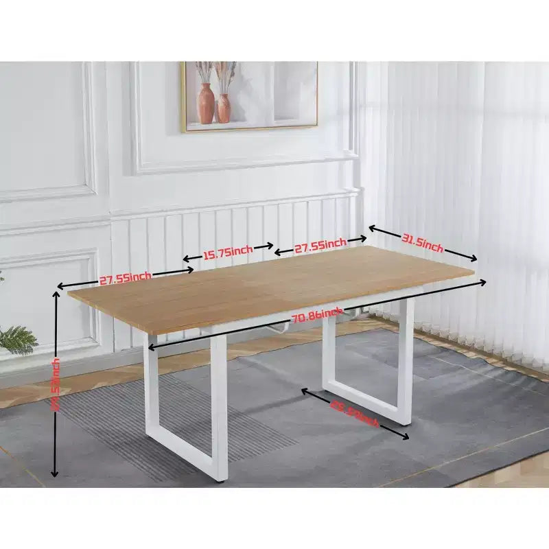Square Extendable Dining Table with Metal Leg and MDF Top, 55.11/70.86x31.5x29.5 inches, Adjustable Length