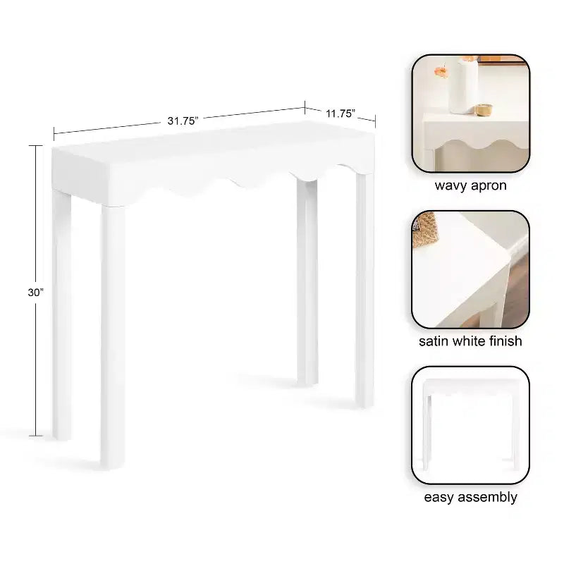 Kate and Laurel Maida Wood Console Table, 32x12x30, White
