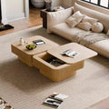 JVNOXK 31.5-inch Square Storage Coffee Table Solid Wood Veneer Modern Style Coffee Table Suitable for Living Room or Bedroom Natural Wood