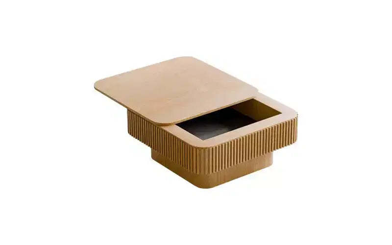 JVNOXK 31.5-inch Square Storage Coffee Table Solid Wood Veneer Modern Style Coffee Table Suitable for Living Room or Bedroom Natural Wood