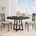 47.2 Round Industrial Dining Table for 4-6 - Metal Base & Storage Shelf for Kitchen, Dining Room