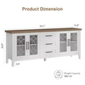 Farmhouse TV Stand for TVs up to 70 Mid Century Entertainment Center with Glass Door, Drawers & Shelves