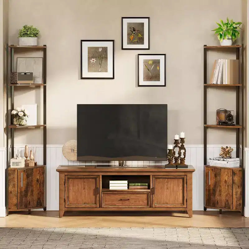 5-Tier Corner Storage Shelf, Heavy Duty Space-Saving Corner Stand with Metal Frame for Living Room, Bedroom, Bathroom, Home Office