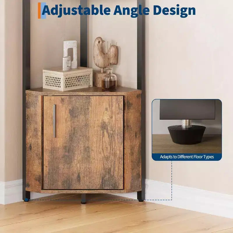 5-Tier Corner Storage Shelf, Heavy Duty Space-Saving Corner Stand with Metal Frame for Living Room, Bedroom, Bathroom, Home Office