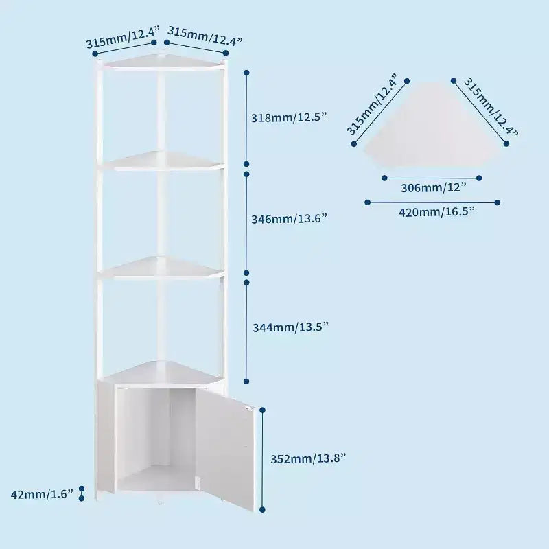 5-Tier Corner Storage Shelf, Heavy Duty Space-Saving Corner Stand with Metal Frame for Living Room, Bedroom, Bathroom, Home Office