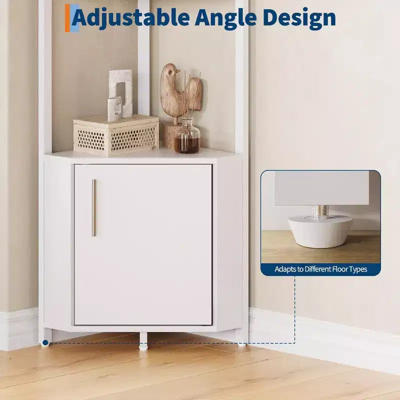5-Tier Corner Storage Shelf, Heavy Duty Space-Saving Corner Stand with Metal Frame for Living Room, Bedroom, Bathroom, Home Office