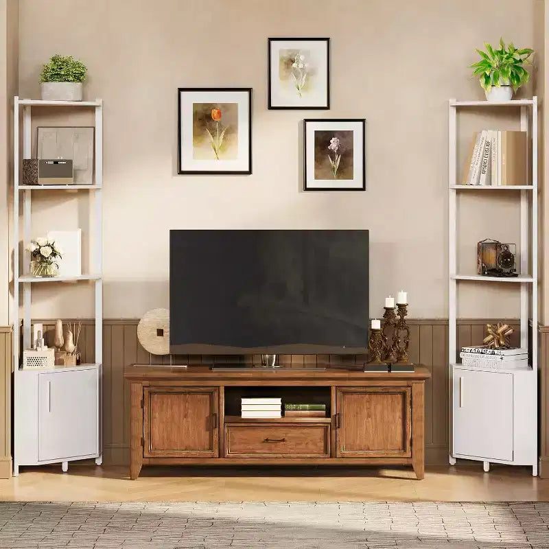 5-Tier Corner Storage Shelf, Heavy Duty Space-Saving Corner Stand with Metal Frame for Living Room, Bedroom, Bathroom, Home Office