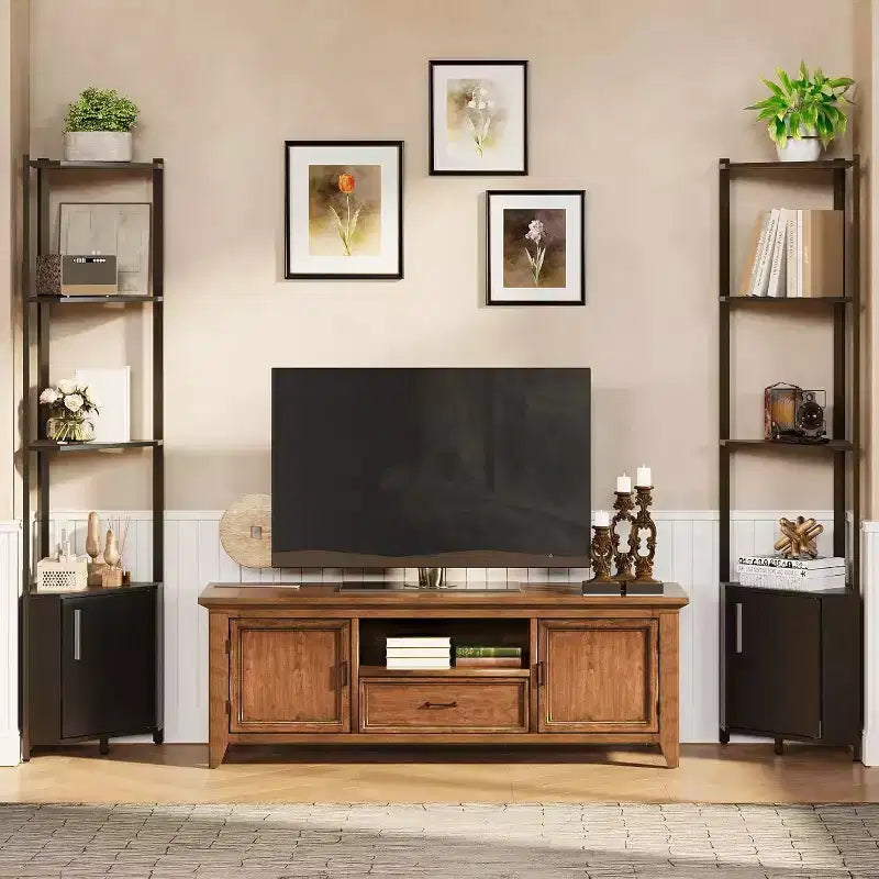 5-Tier Corner Storage Shelf, Heavy Duty Space-Saving Corner Stand with Metal Frame for Living Room, Bedroom, Bathroom, Home Office