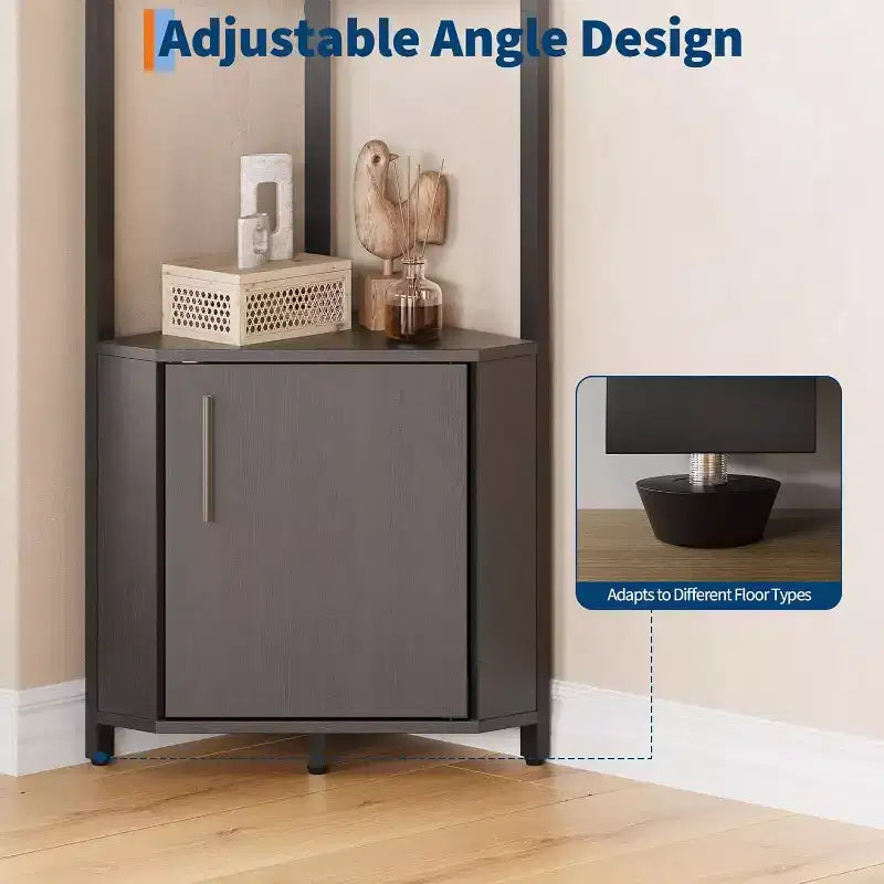5-Tier Corner Storage Shelf, Heavy Duty Space-Saving Corner Stand with Metal Frame for Living Room, Bedroom, Bathroom, Home Office