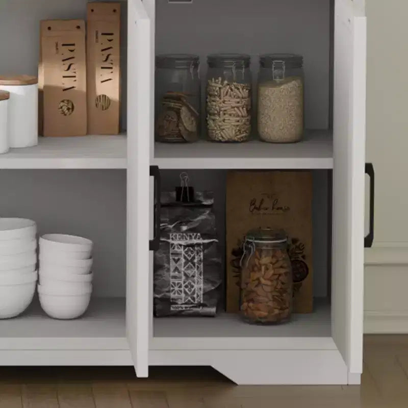 55 Large Sideboard Buffet Cabinet with Storage, Modern Kitchen Cabinets, Farmhouse Buffet Storage Cabinets with Drawers, Doors & Adjustable Shelves