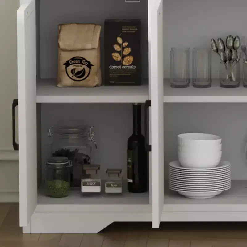 55 Large Sideboard Buffet Cabinet with Storage, Modern Kitchen Cabinets, Farmhouse Buffet Storage Cabinets with Drawers, Doors & Adjustable Shelves
