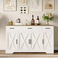 55 Large Sideboard Buffet Cabinet with Storage, Modern Kitchen Cabinets, Farmhouse Buffet Storage Cabinets with Drawers, Doors & Adjustable Shelves