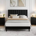 COZONY Twin/Queen/King Platform Bed Frame with Adjustable Velvet Headboard Vertical Channel Tufted Upholstered Design