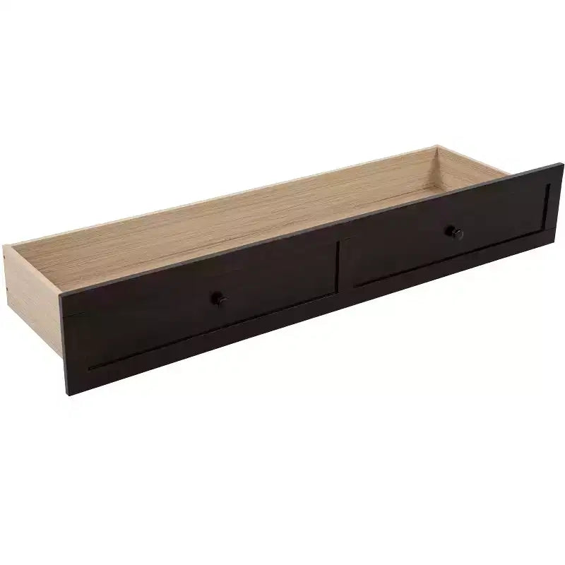 GDFStudio Dolores Pine Wood and Rattan Queen Size Murphy Bed with Charging Ports and Drawer