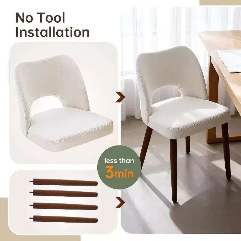 Mid-Century Modern Dining Chairs Set with Cushioned Seats, Ergonomic Curved Back, Sturdy Wooden Frame for Kitchen, Dining, Office