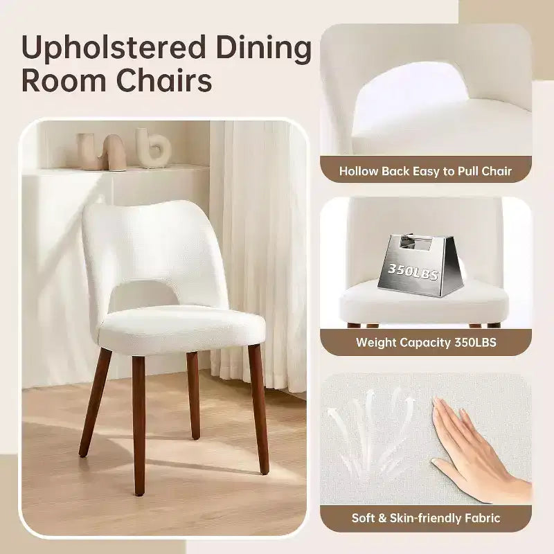 Mid-Century Modern Dining Chairs Set with Cushioned Seats, Ergonomic Curved Back, Sturdy Wooden Frame for Kitchen, Dining, Office
