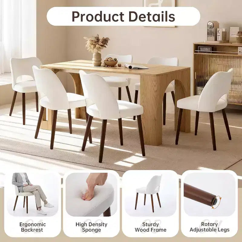 Mid-Century Modern Dining Chairs Set with Cushioned Seats, Ergonomic Curved Back, Sturdy Wooden Frame for Kitchen, Dining, Office