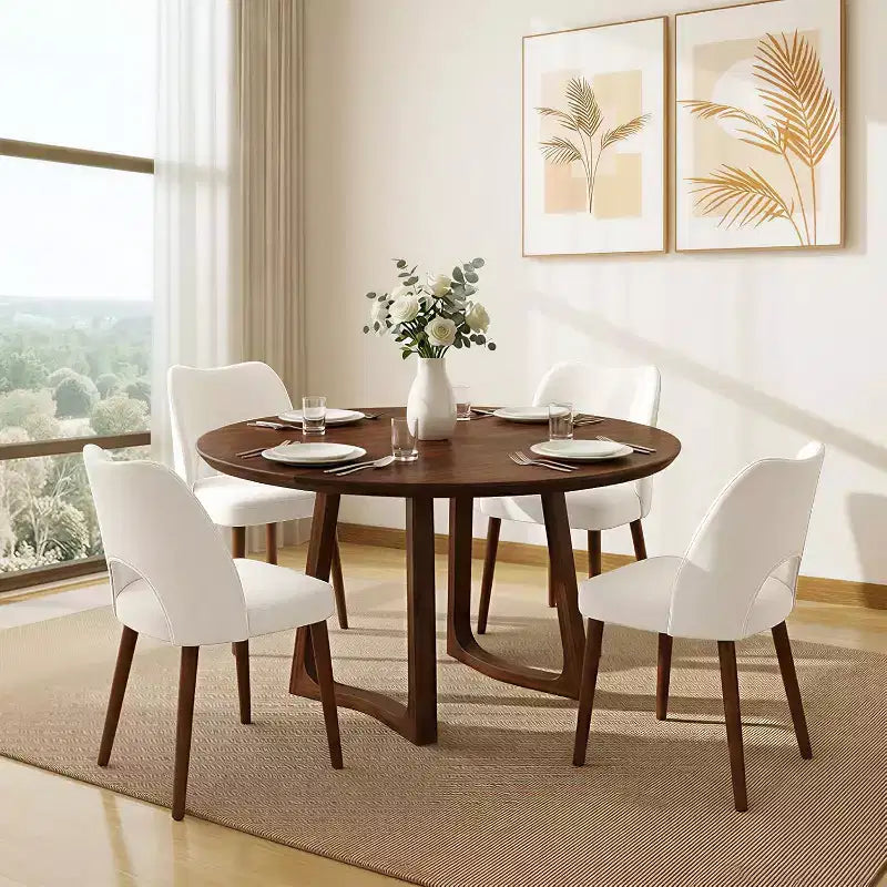 Mid-Century Modern Dining Chairs Set with Cushioned Seats, Ergonomic Curved Back, Sturdy Wooden Frame for Kitchen, Dining, Office