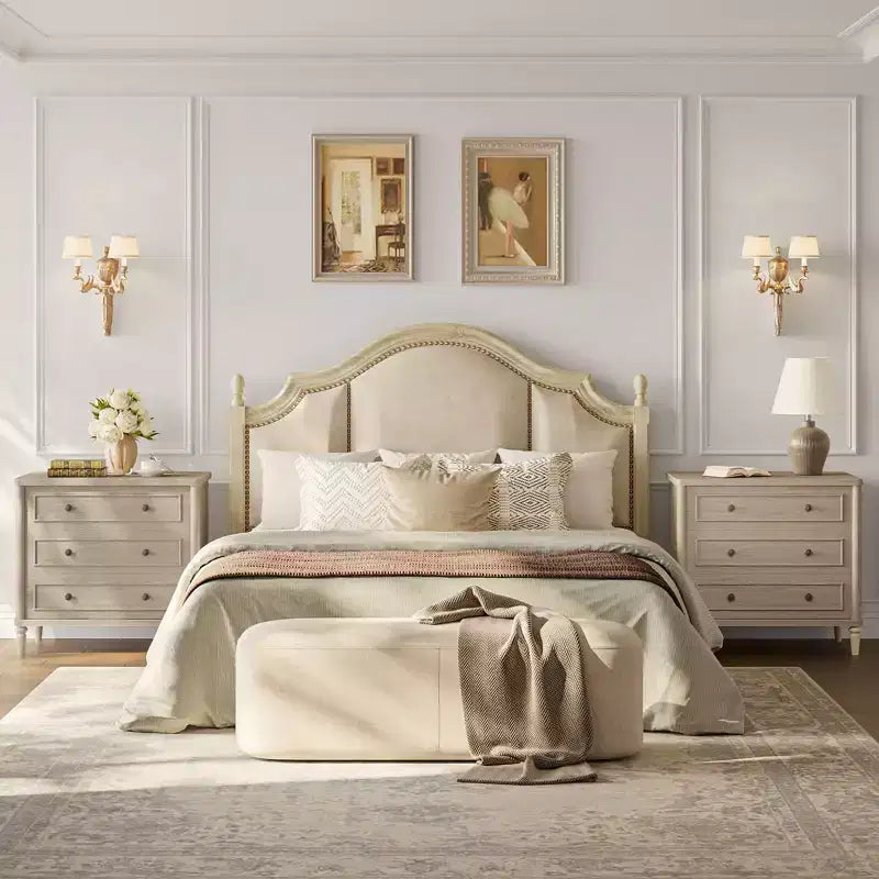 Bestier Farmhouse Nightstand Set of 2 with Charging Station for Bedroom, 3 Drawers Wood Legs Bedside Table, 30 Wide Sofa Side End Table