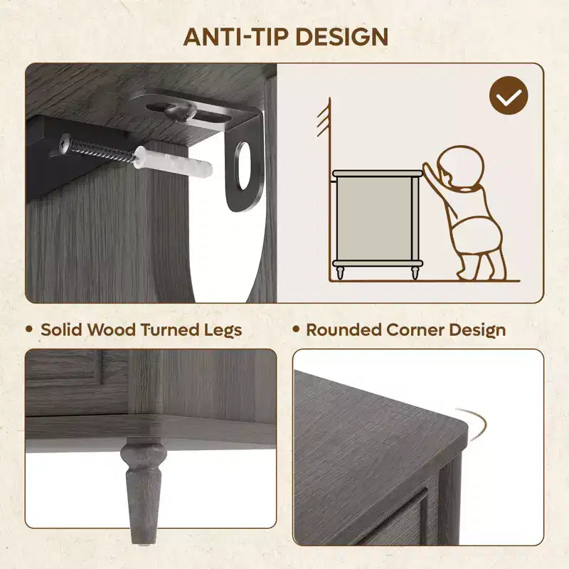 Bestier Farmhouse Nightstand Set of 2 with Charging Station for Bedroom, 3 Drawers Wood Legs Bedside Table, 30 Wide Sofa Side End Table