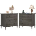 Bestier Farmhouse Nightstand Set of 2 with Charging Station for Bedroom, 3 Drawers Wood Legs Bedside Table, 30 Wide Sofa Side End Table