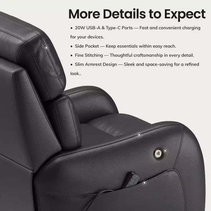 COLAMY Dual Motor Power Lift Recliner Premium Leather Electric Massage Chair with Dual Zone Heat & Lay Flat Sleep Mode