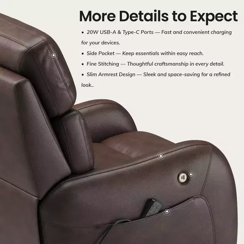 COLAMY Dual Motor Power Lift Recliner Premium Leather Electric Massage Chair with Dual Zone Heat & Lay Flat Sleep Mode