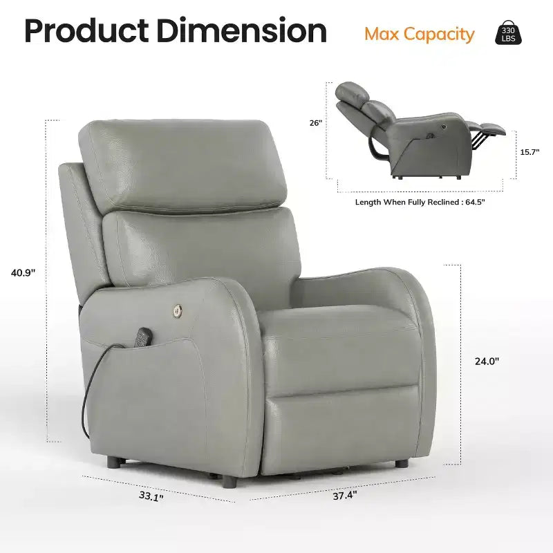COLAMY Dual Motor Power Lift Recliner Premium Leather Electric Massage Chair with Dual Zone Heat & Lay Flat Sleep Mode