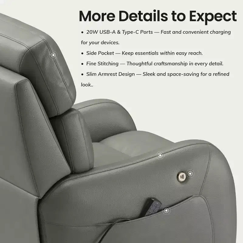 COLAMY Dual Motor Power Lift Recliner Premium Leather Electric Massage Chair with Dual Zone Heat & Lay Flat Sleep Mode