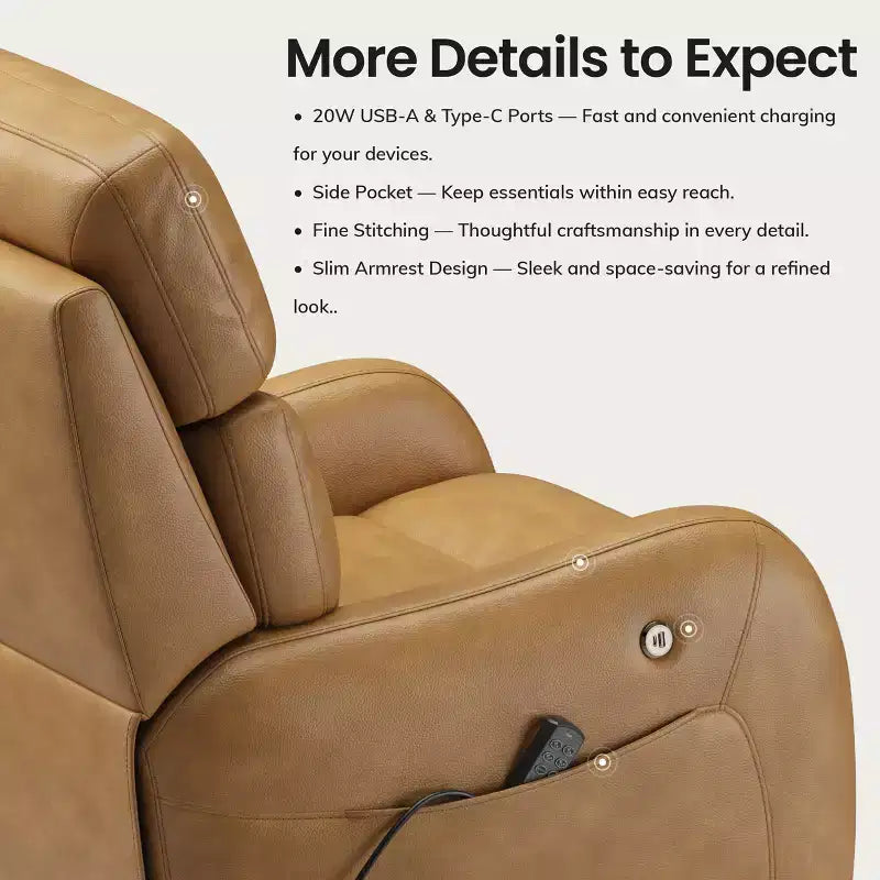 COLAMY Dual Motor Power Lift Recliner Premium Leather Electric Massage Chair with Dual Zone Heat & Lay Flat Sleep Mode