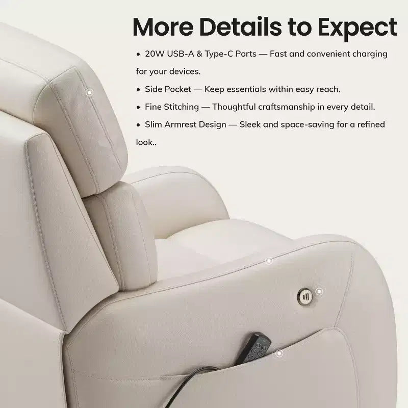 COLAMY Dual Motor Power Lift Recliner Premium Leather Electric Massage Chair with Dual Zone Heat & Lay Flat Sleep Mode