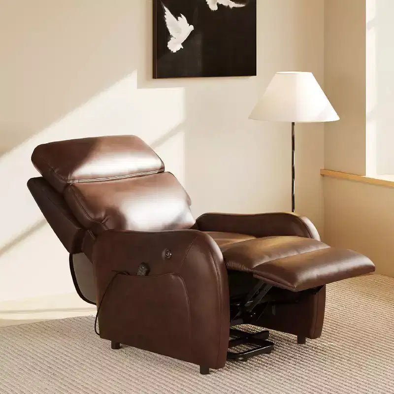 COLAMY Dual Motor Power Lift Recliner Premium Leather Electric Massage Chair with Dual Zone Heat & Lay Flat Sleep Mode