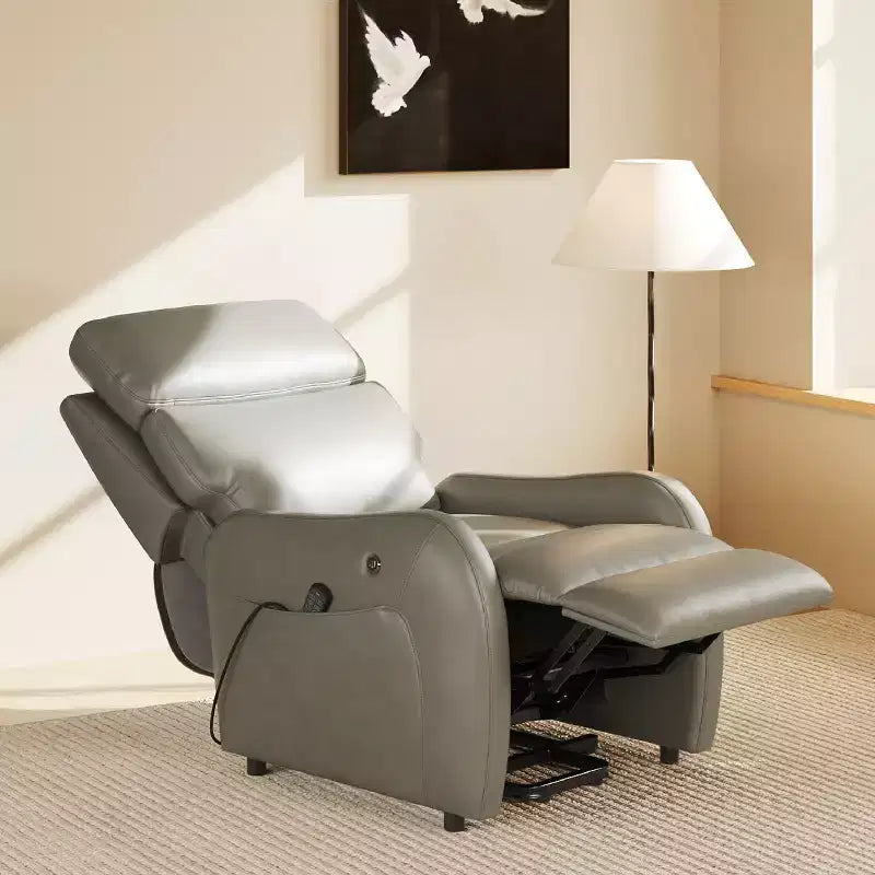 COLAMY Dual Motor Power Lift Recliner Premium Leather Electric Massage Chair with Dual Zone Heat & Lay Flat Sleep Mode