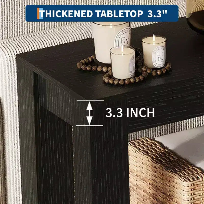 63 Inch Long Sofa Table Behind Couch, Narrow Console Table for Entryway with 2-Tier Storage, 31.9 Tall Slim Hallway Table for Living Room