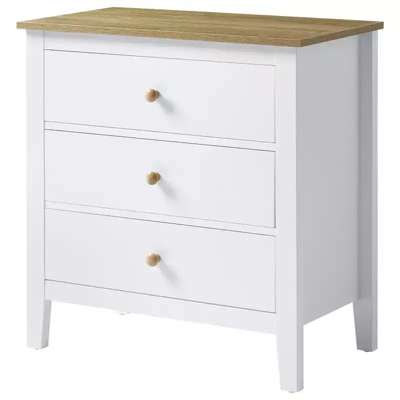 Large 3 Drawer Nightstand with Solid Wood Knobs