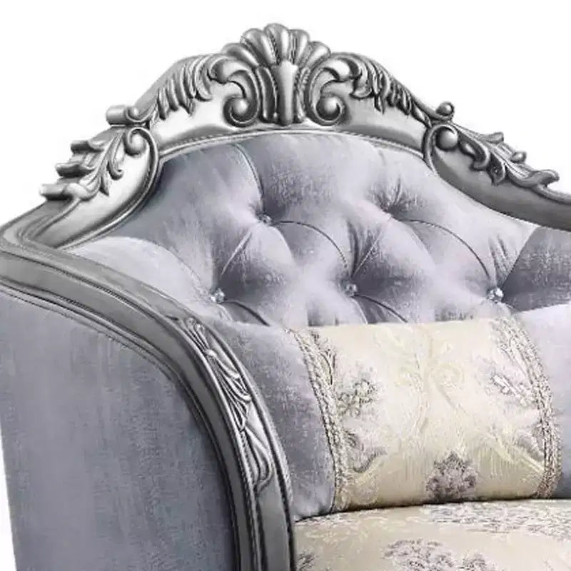 Acme Furniture 43" Ariadne Fabric Chair Platinum: Upholstered Linen, Wood Frame, No Assembly Required
