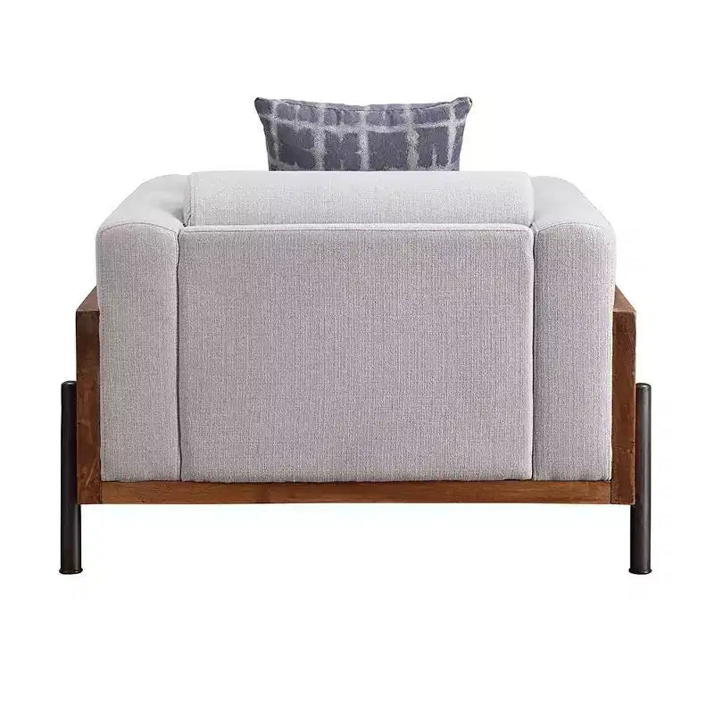 45" Pelton Chair Fabric/Walnut - Acme Furniture: Contemporary Mid-Century Modern, Foam Fill, Removable Cushions, Metal Legs