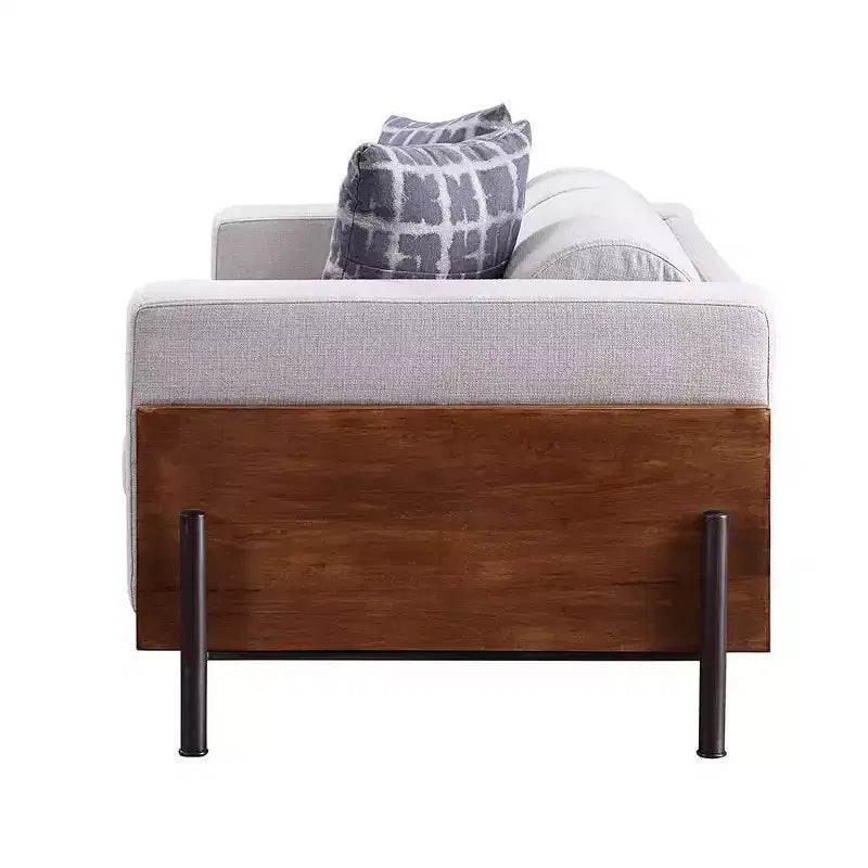 45" Pelton Chair Fabric/Walnut - Acme Furniture: Contemporary Mid-Century Modern, Foam Fill, Removable Cushions, Metal Legs