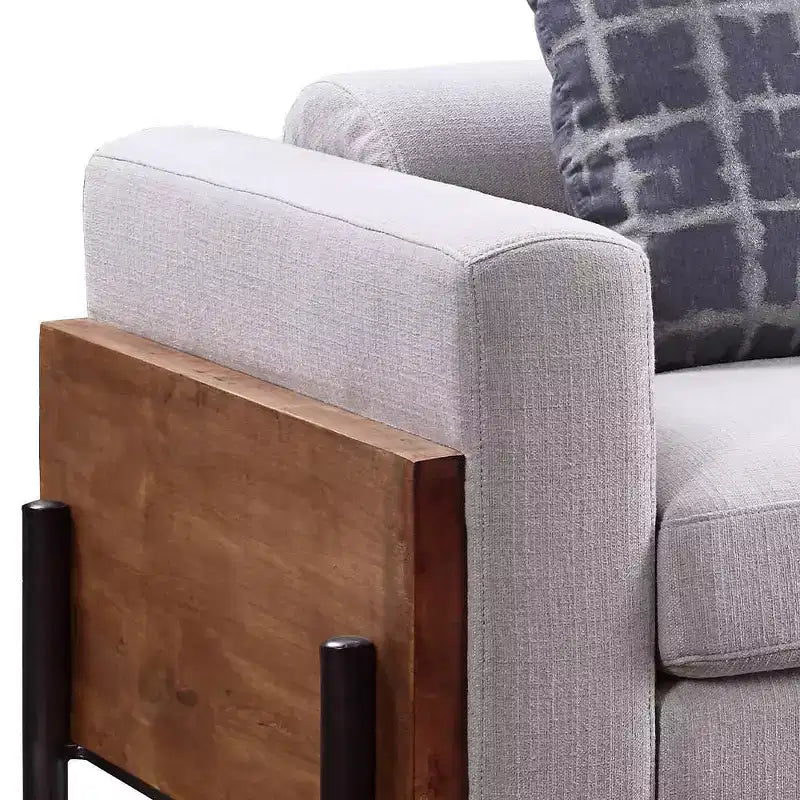 45" Pelton Chair Fabric/Walnut - Acme Furniture: Contemporary Mid-Century Modern, Foam Fill, Removable Cushions, Metal Legs