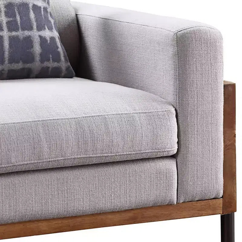 45" Pelton Chair Fabric/Walnut - Acme Furniture: Contemporary Mid-Century Modern, Foam Fill, Removable Cushions, Metal Legs