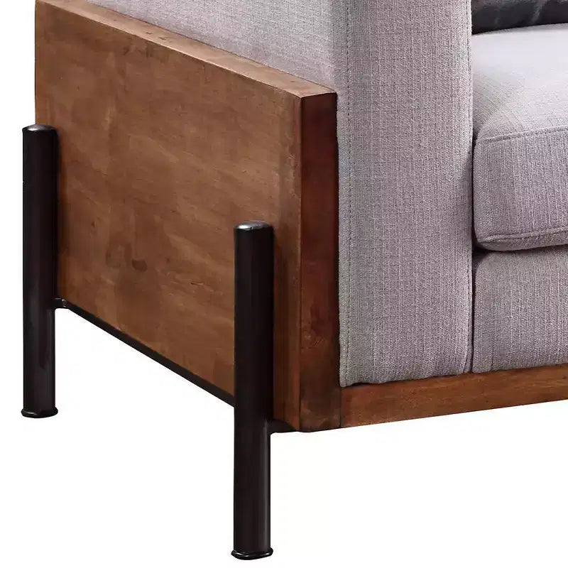 45" Pelton Chair Fabric/Walnut - Acme Furniture: Contemporary Mid-Century Modern, Foam Fill, Removable Cushions, Metal Legs