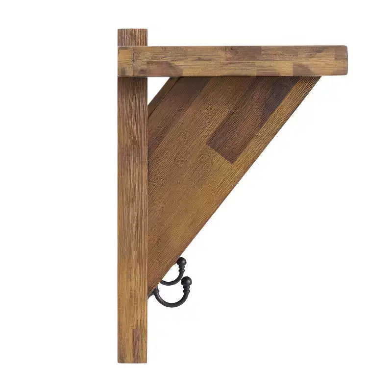 40" Bethel Acacia Wood Bench and Coat Hook with Shelf Natural - Alaterre Furniture: Industrial Style Hall Tree, Mudroom Organizer