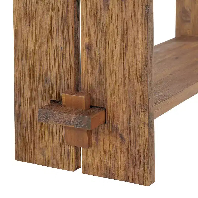40" Bethel Acacia Wood Bench and Coat Hook with Shelf Natural - Alaterre Furniture: Industrial Style Hall Tree, Mudroom Organizer