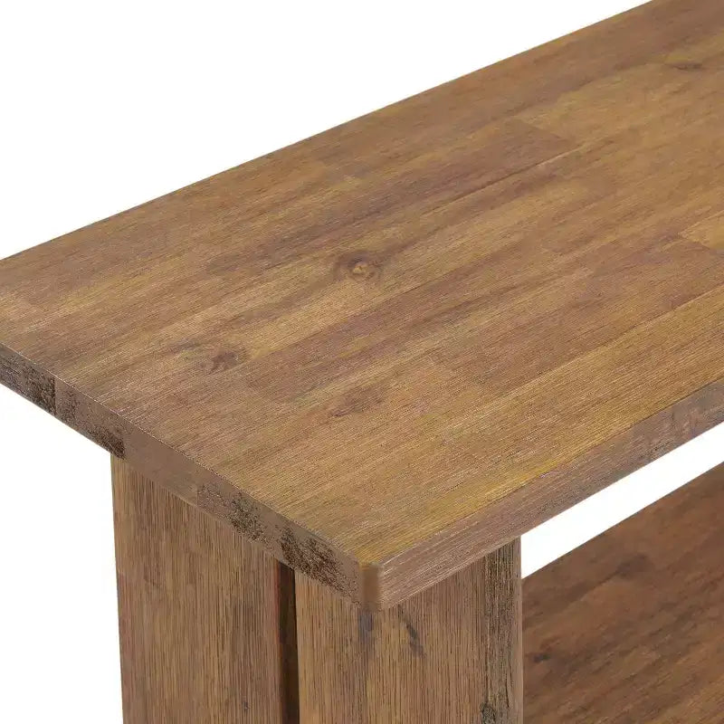 40" Bethel Acacia Wood Bench and Coat Hook with Shelf Natural - Alaterre Furniture: Industrial Style Hall Tree, Mudroom Organizer