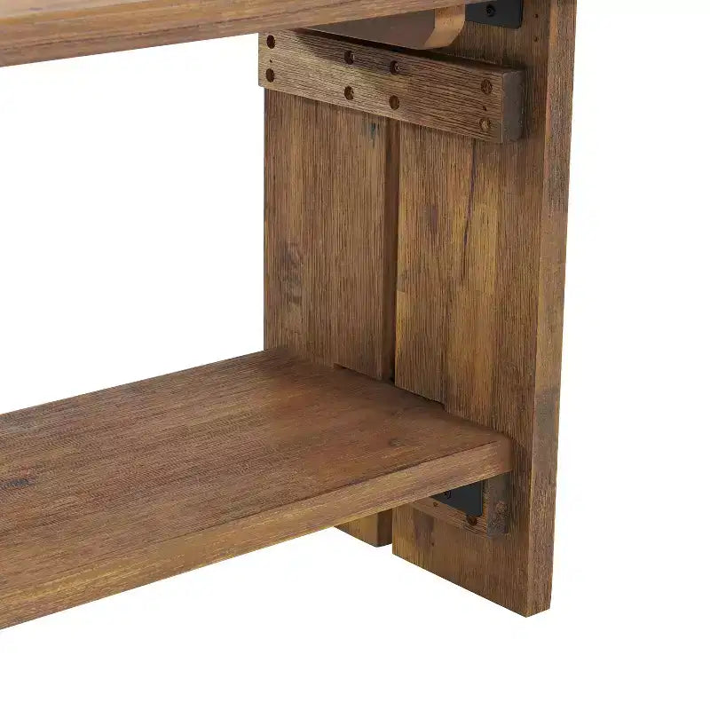 40" Bethel Acacia Wood Bench and Coat Hook with Shelf Natural - Alaterre Furniture: Industrial Style Hall Tree, Mudroom Organizer